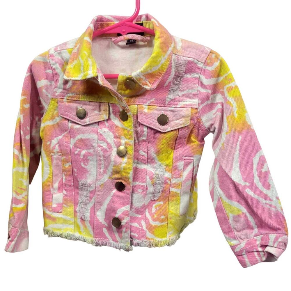 Girls Jean Jacket in Pink, White, and Yellow Girls Size 2T‎